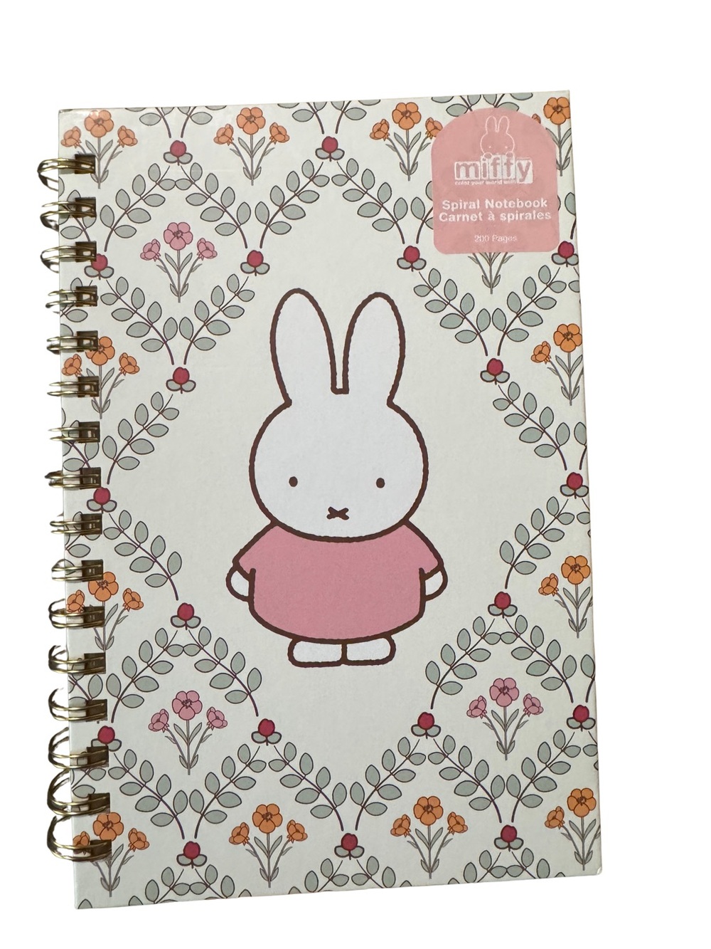 Miffy Pink Bunny Floral Spiral Notebook NWT